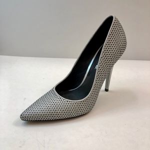 L.A.M.B. gray, perforated leather pumps